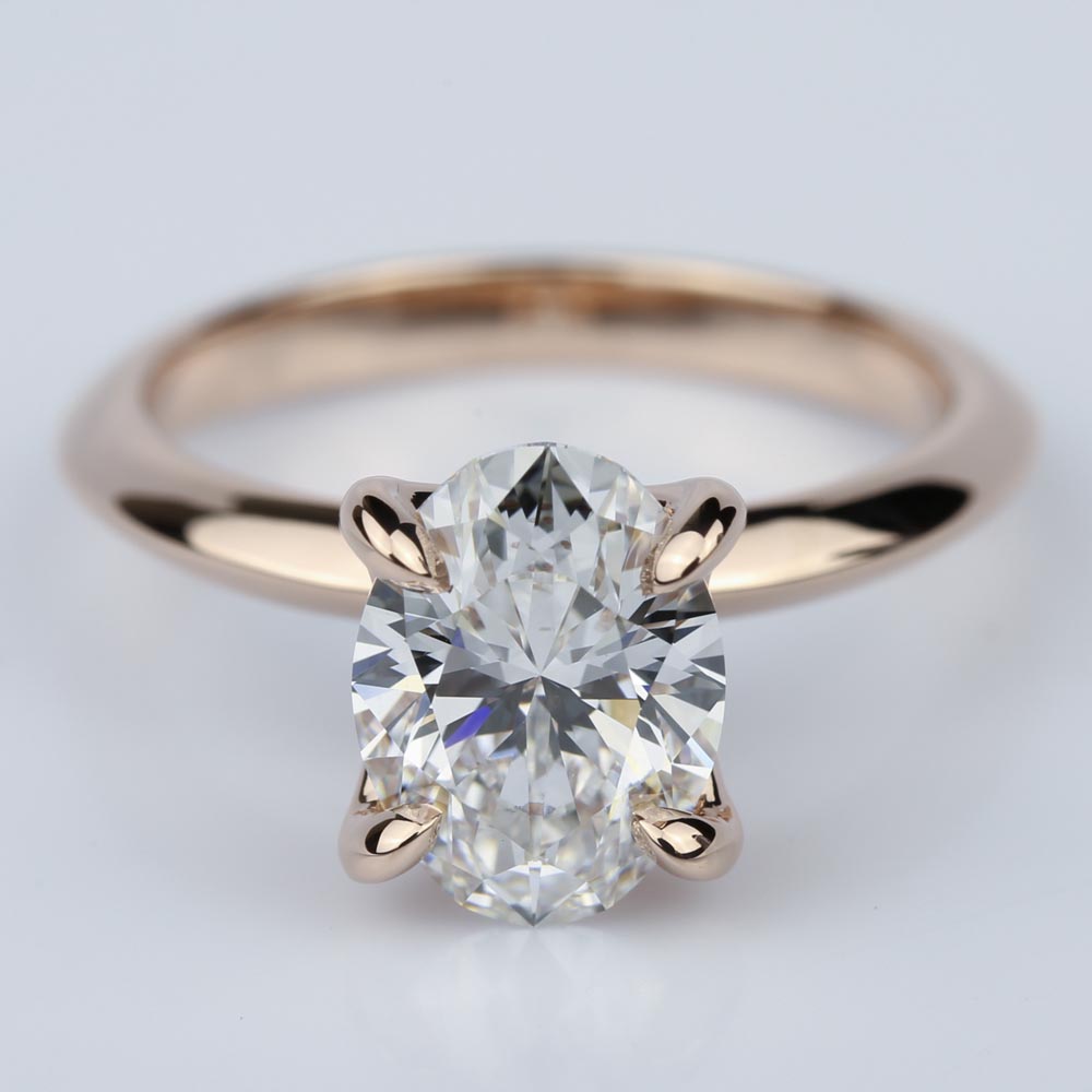 Knife Edge Engagement Ring With Oval Cut Diamond