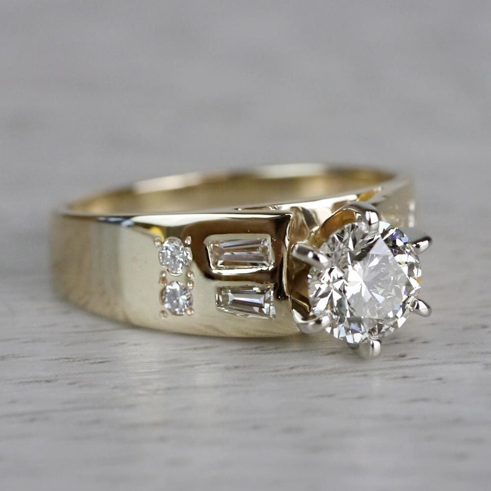 Extravagant Vintage Gold Diamond Engagement Ring