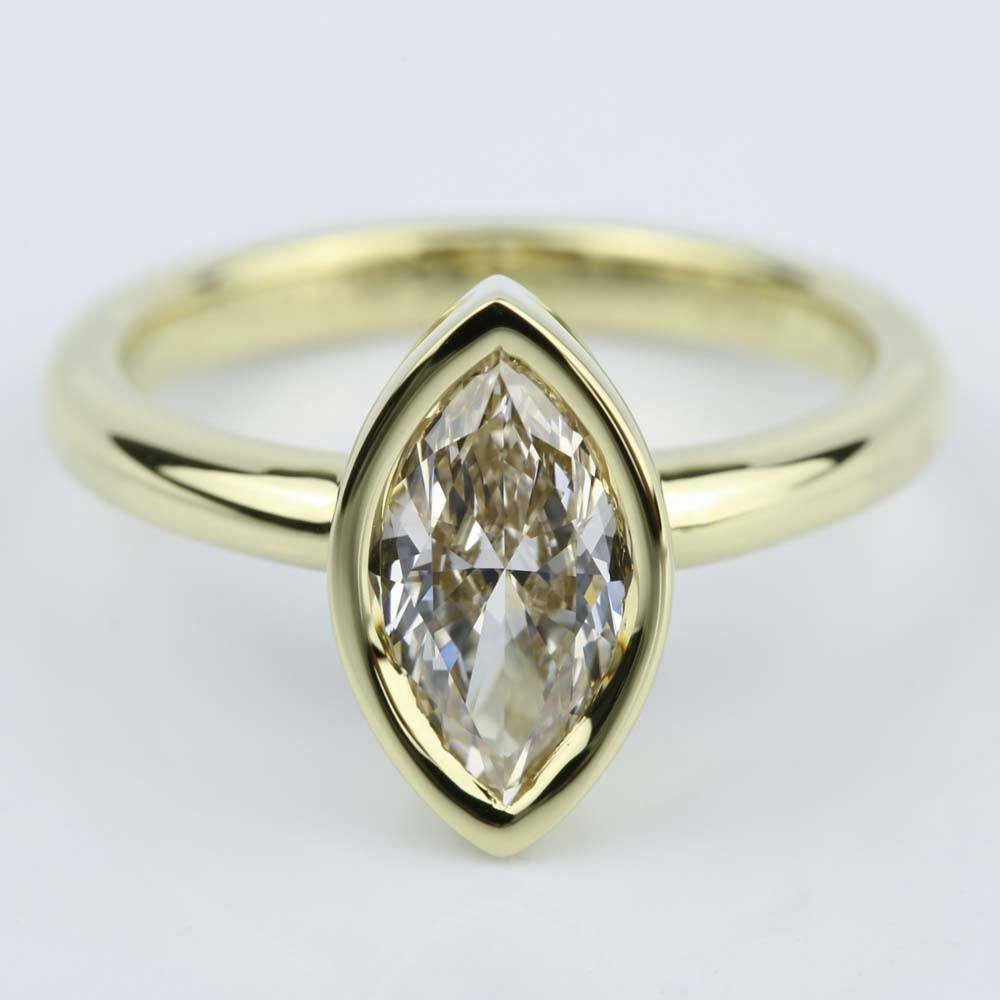 Bezel Set Marquise Diamond Ring In Yellow Gold (1 Carat)