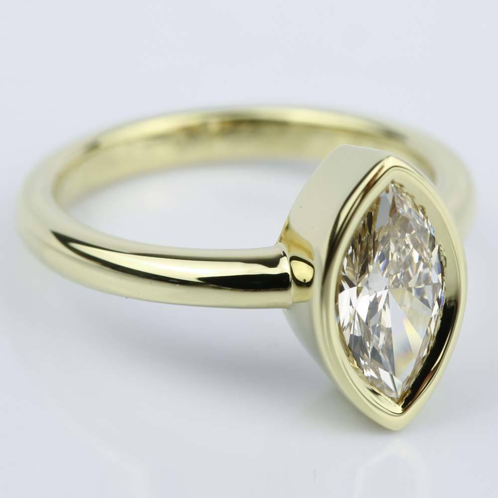 Bezel Set Marquise Diamond Ring In Yellow Gold (1 Carat)