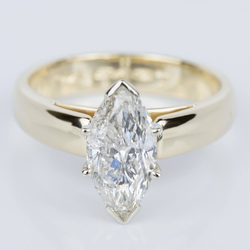 Cathedral Marquise Diamond Ring In Yellow Gold 1 80 Carat   60201 Front 