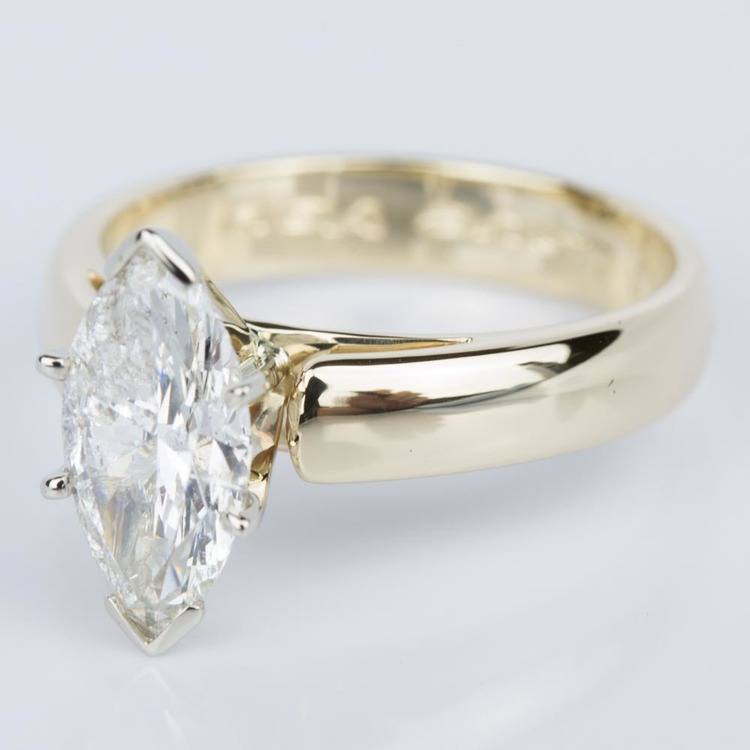 Marquise Diamond Cathedral Engagement Ring in Yellow Gold (1.80 ct.)