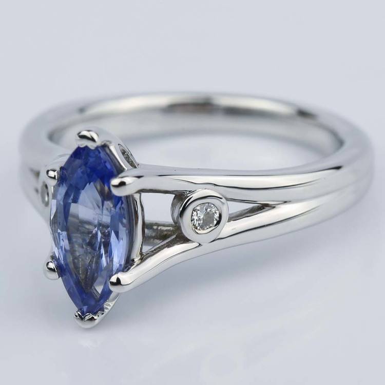 Marquise Sapphire Engagement Ring with Diamond Accents