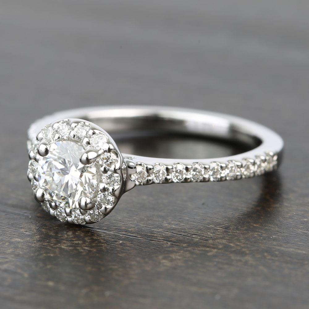 Near-Flawless Round Halo Diamond Engagement Ring (0.56 Carat)