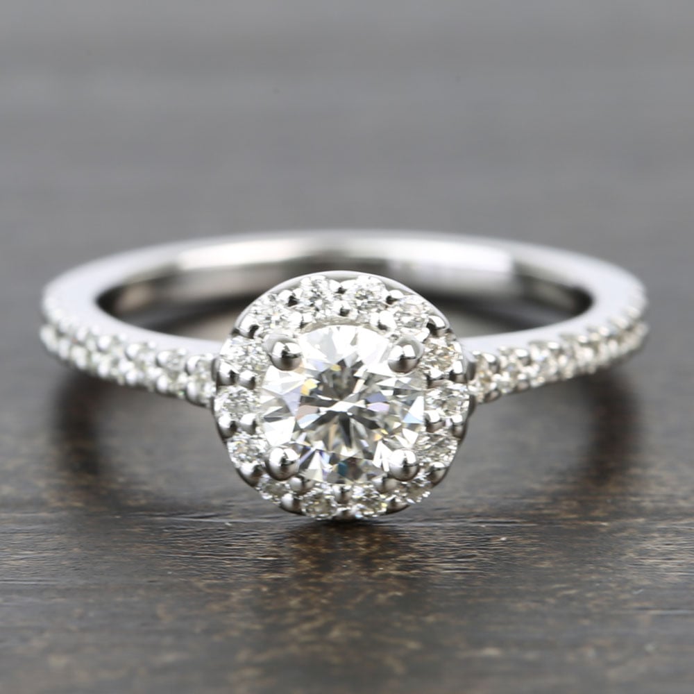 Near-Flawless Round Halo Diamond Engagement Ring (0.56 Carat)