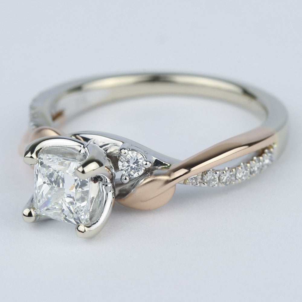 Two Tone Rose Gold Princess Diamond Engagement Ring