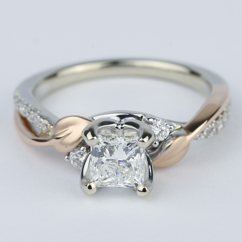 Two Tone Rose Gold Princess Diamond Engagement Ring