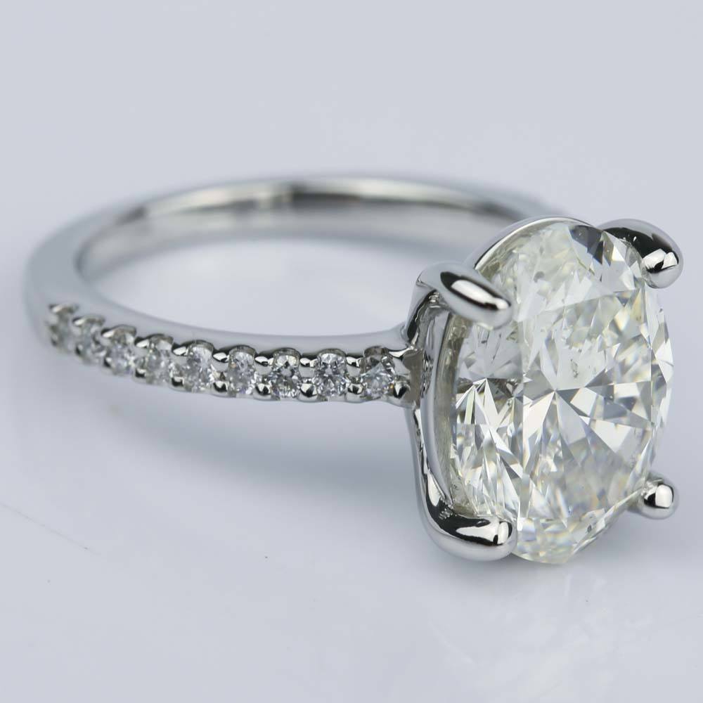 3 Carat Oval Cut Diamond Engagement Ring In Platinum