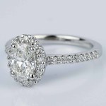 Oval Diamond Halo Engagement Ring In Platinum