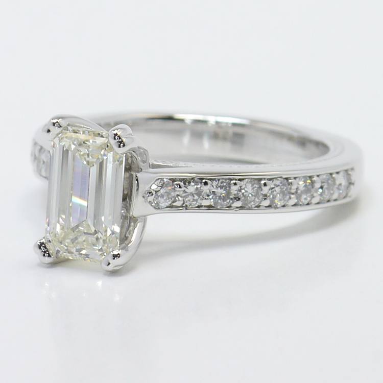 Cathedral 1 Carat Emerald Cut Ring With Diamond Band