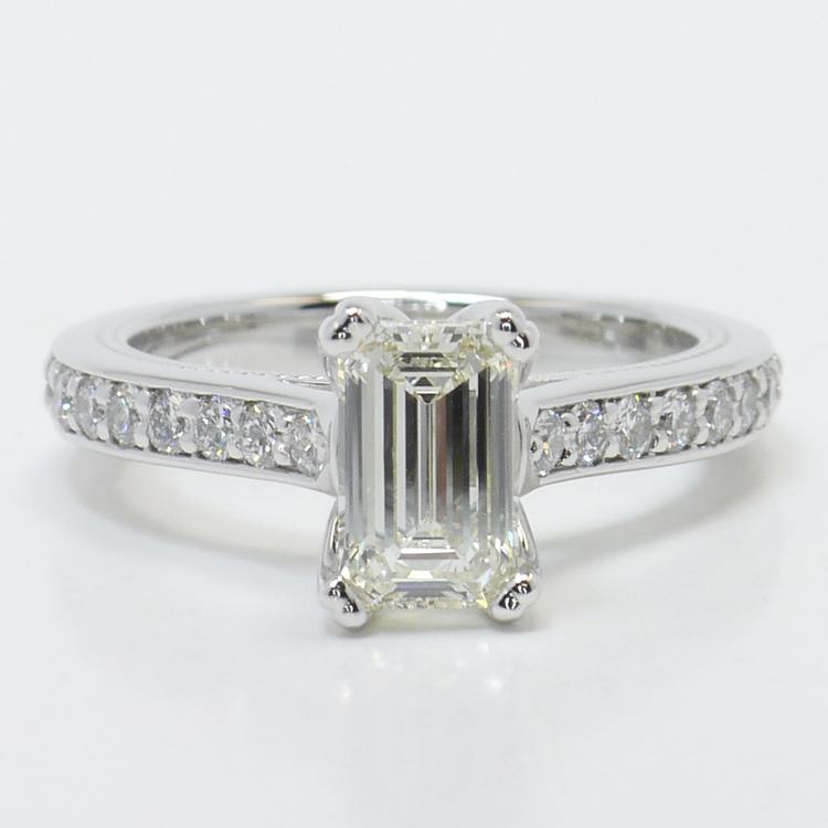Cathedral 1 Carat Emerald Cut Ring With Diamond Band