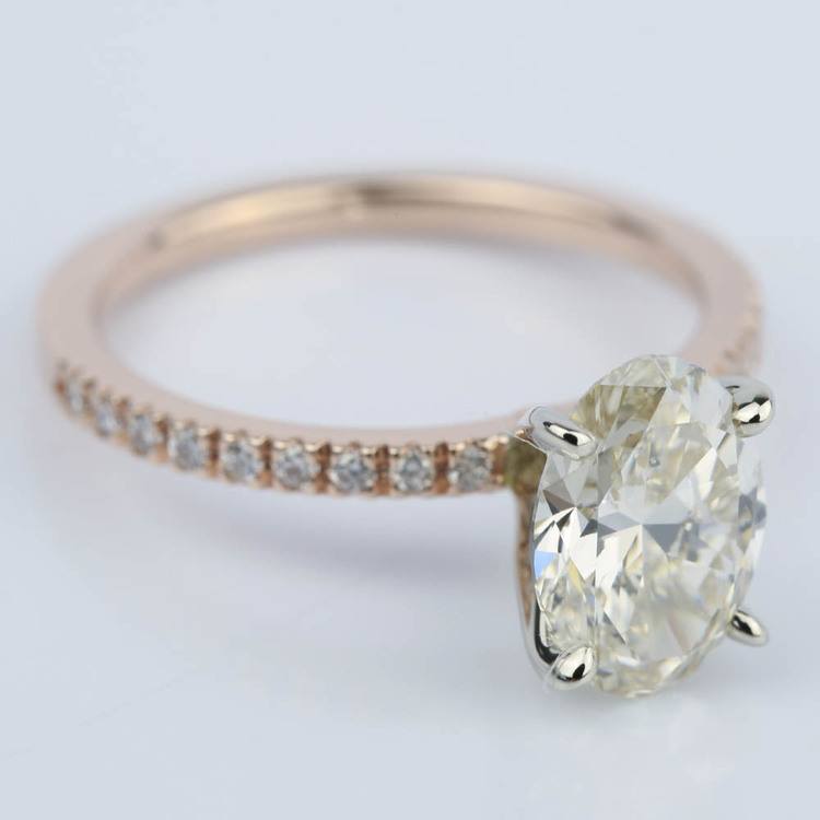 Rose Gold Oval Diamond Ring With Pave Band (2 Carat)