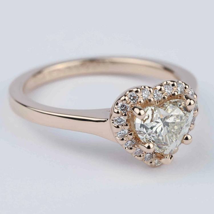 Heart Diamond Halo Engagement Ring In Rose Gold 3625