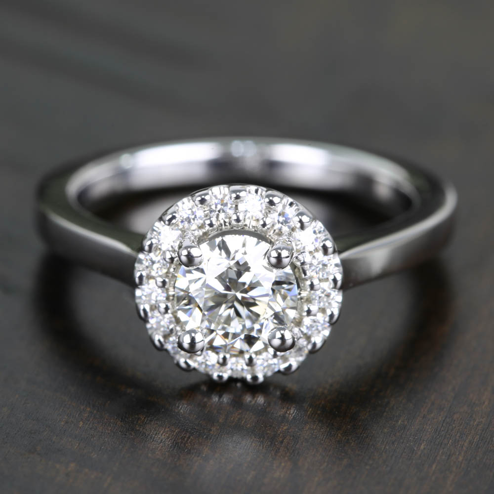 Round Cut Halo Diamond Engagement Ring (0.71 Ct.)