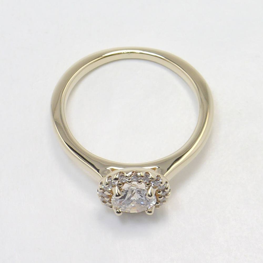 Round Diamond Halo Pave Engagement Ring In 14K Gold