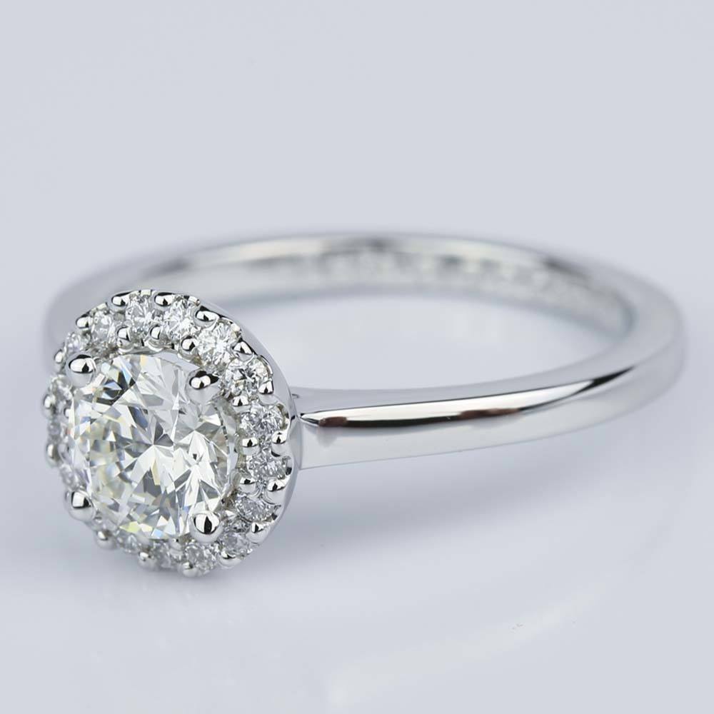 Round Halo Diamond Engagement Ring In White Gold