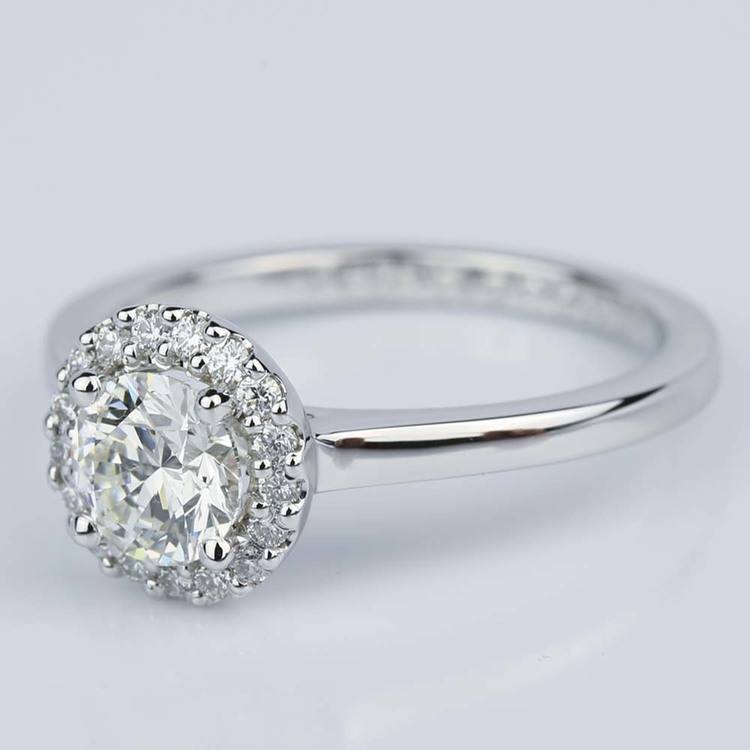 Pave Halo Diamond Engagement Ring in White Gold (0.80 ct.)