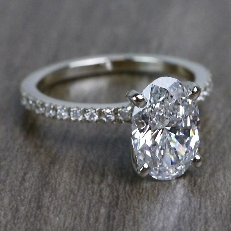 Perfectly Petite Oval Pave 2 Carat Diamond Ring