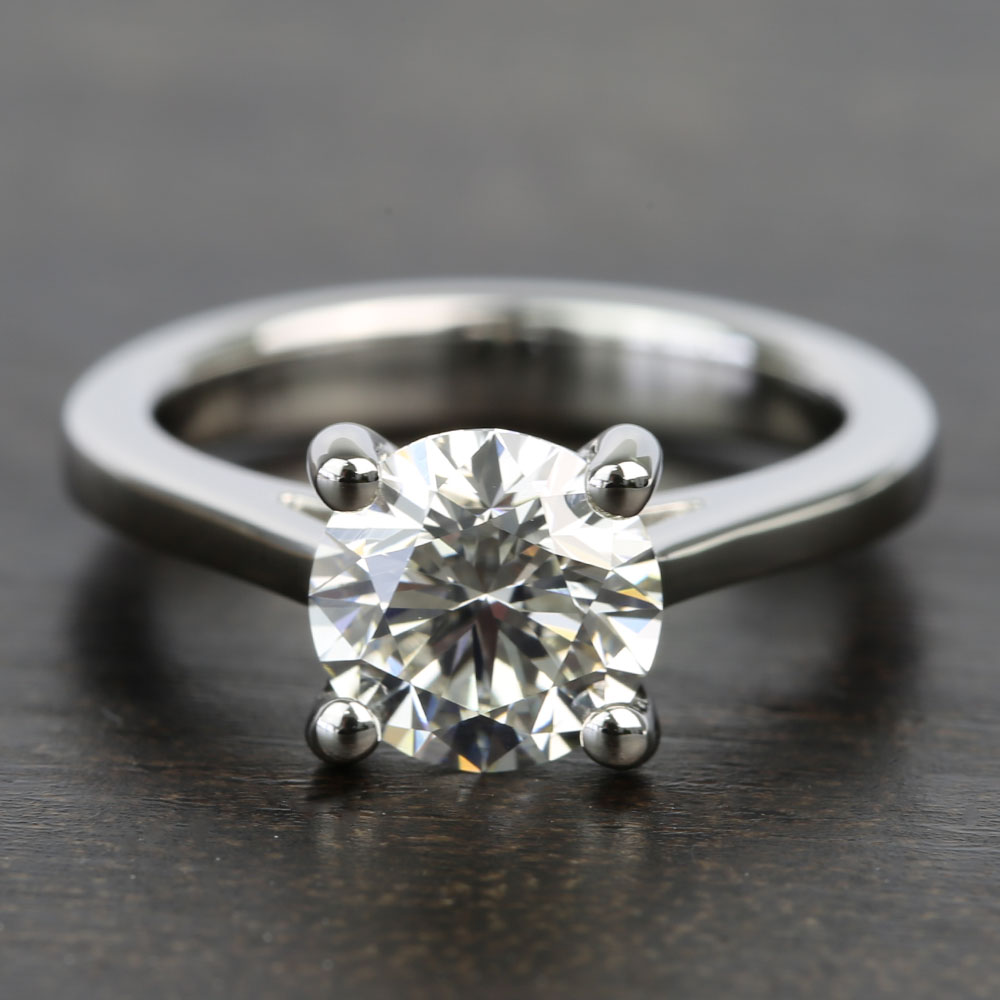 Cathedral Ring Setting With Round Diamond In Platinum