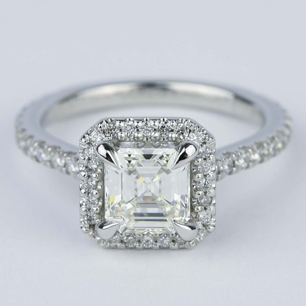 Asscher Diamond Petite Halo Engagement Ring (1.15 ct.)