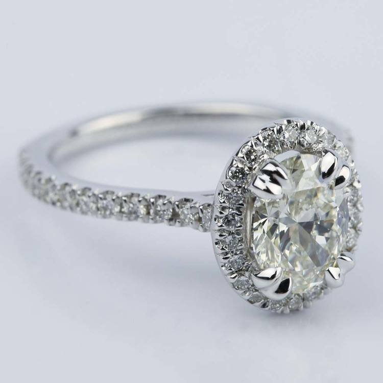 Petite Halo 1.31 Carat Oval Cut Diamond Engagement Ring