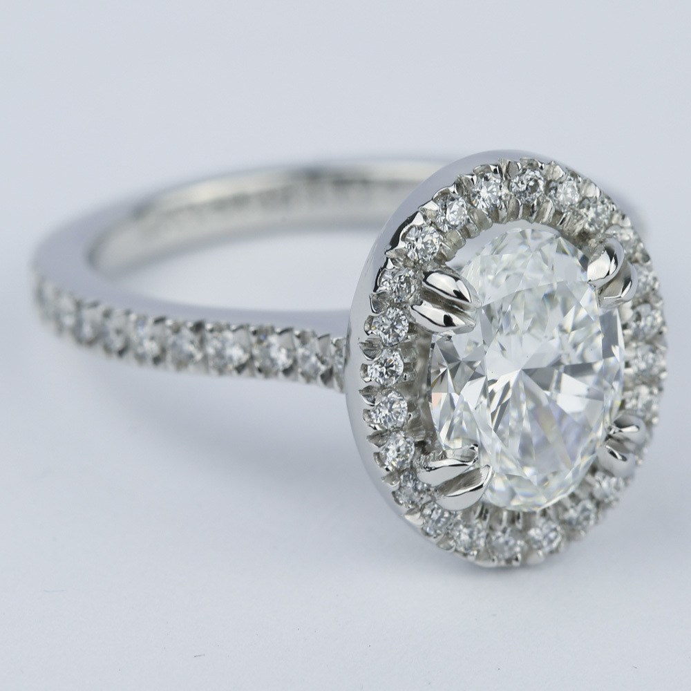 Petite Halo Engagement Ring with Oval Diamond (1.94 ct.)