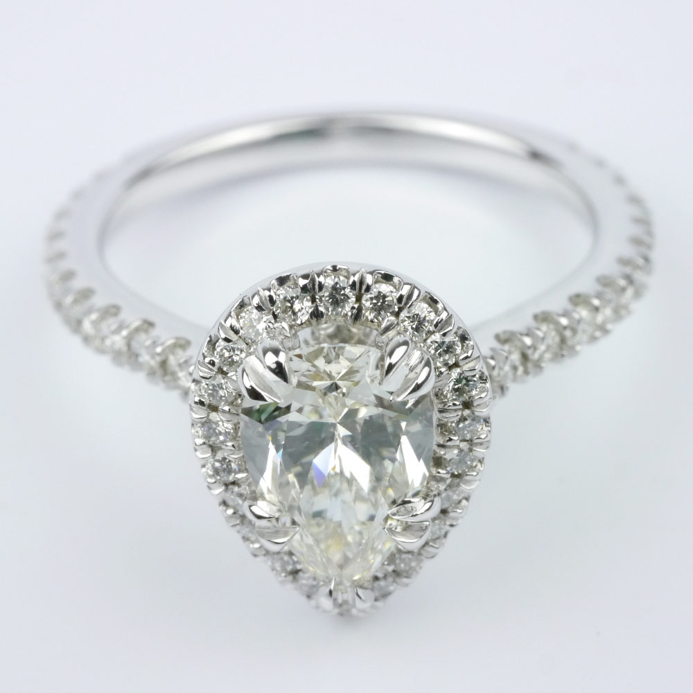 Petite Halo Pear Diamond Engagement Ring