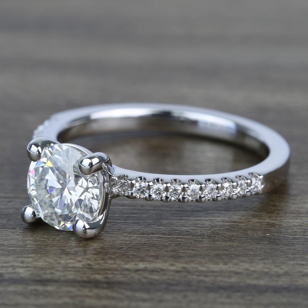 Petite Pave 0.85 Carat Round Diamond Engagement Ring