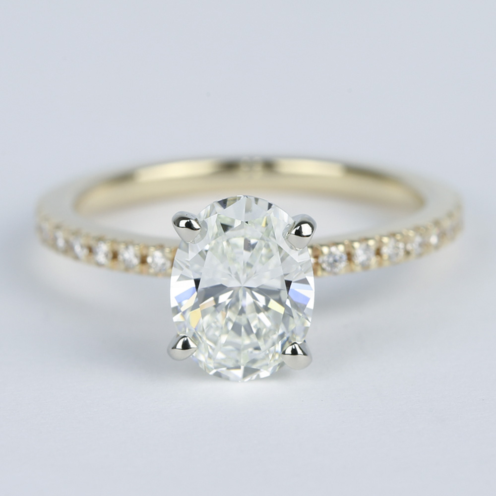 1.5 Carat Oval Diamond Ring With Petite Pave Band