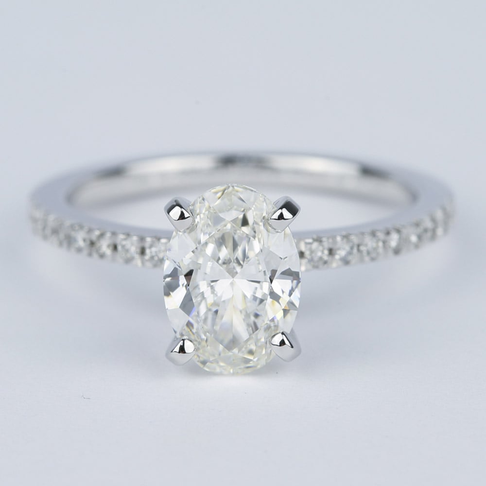 1.80 Carat Oval Diamond Petite Pave Engagement Ring