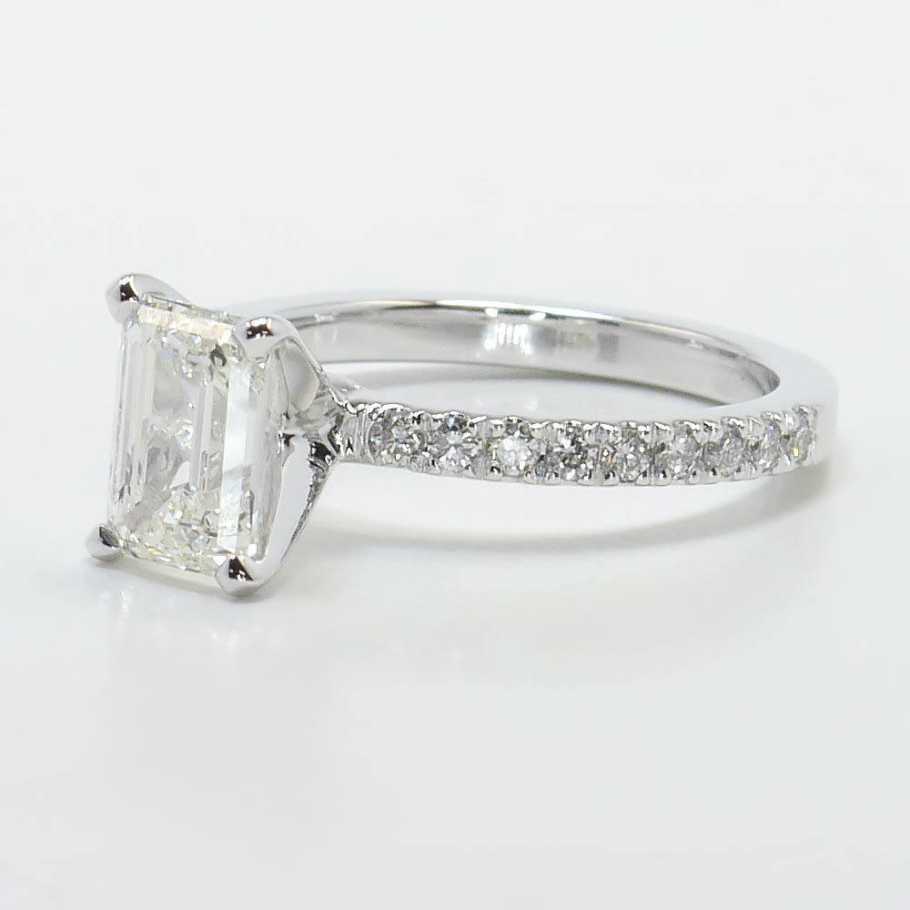 1.40 Carat Emerald Cut Pave Engagement Ring