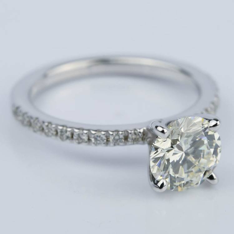 Petite Pave Engagement Ring with Super Ideal Diamond (1.31 ct.)
