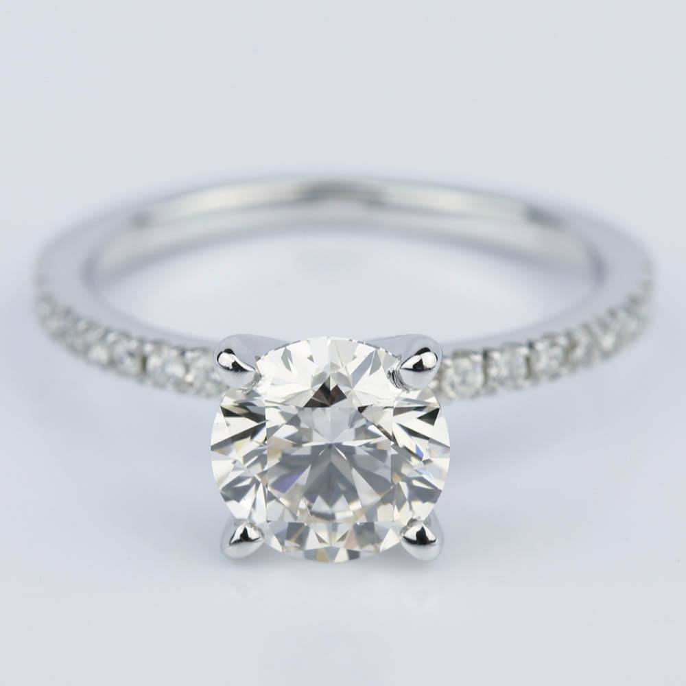 Pave Diamond Band Engagement Ring In White Gold (1.50 Ct.)