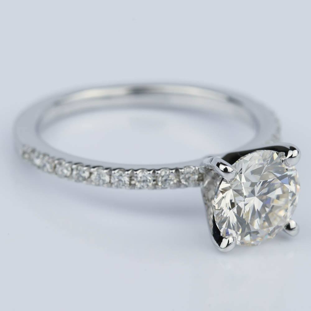 Pave Diamond Band Engagement Ring In White Gold (1.50 Ct.)