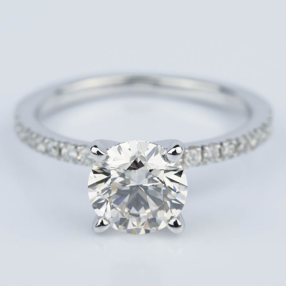 Pave Diamond Band Engagement Ring In White Gold (1.50 Ct.)