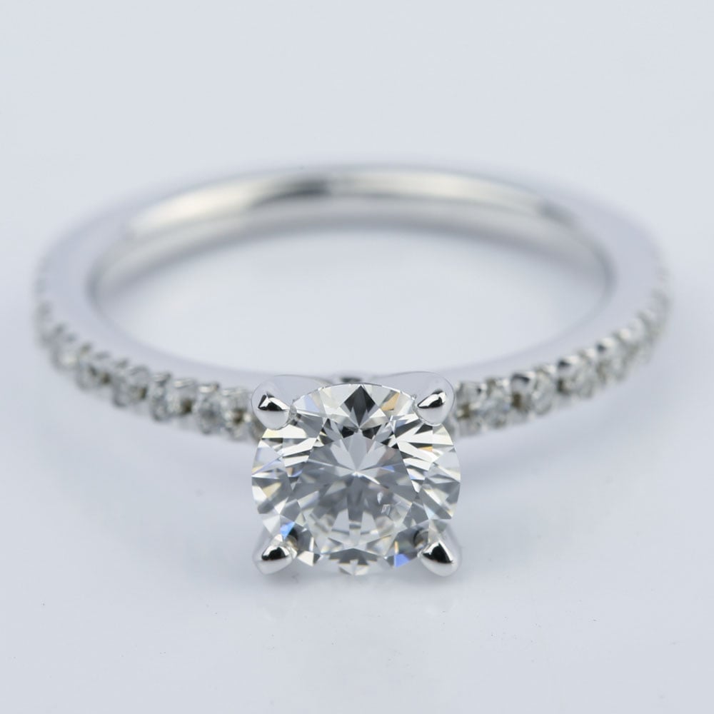 Super Ideal Cut Diamond Engagement Ring In White Gold