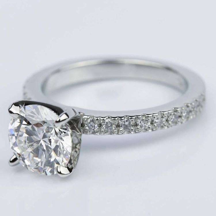 Platinum Petite Pave Round Diamond Engagement Ring (2.22 ct.)
