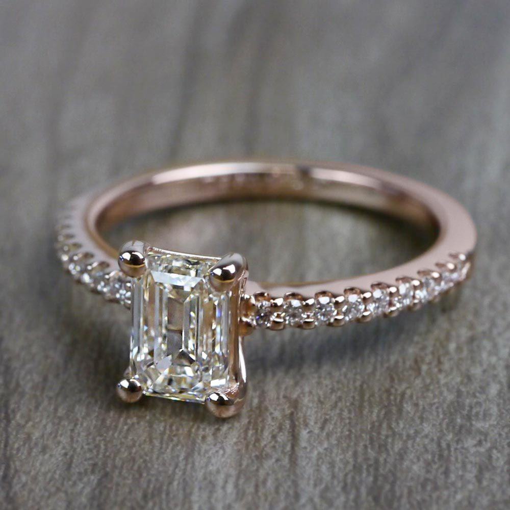 rose gold emerald cut diamond engagement ring