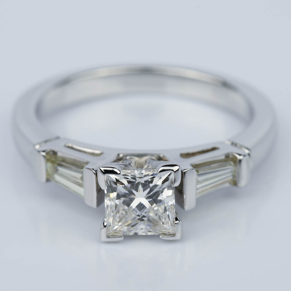  Princess  Cut  Baguette  Diamond Ring 1 3 Ctw in White Gold 