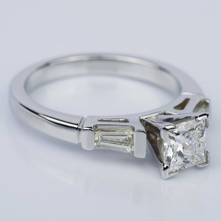  Princess  Cut  Baguette  Diamond Ring 1 3 Ctw in White Gold 