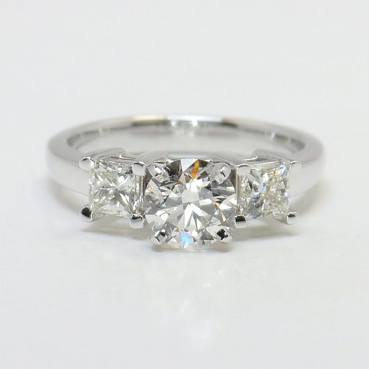 0.90 Carat Round & Princess Diamond Engagement Ring