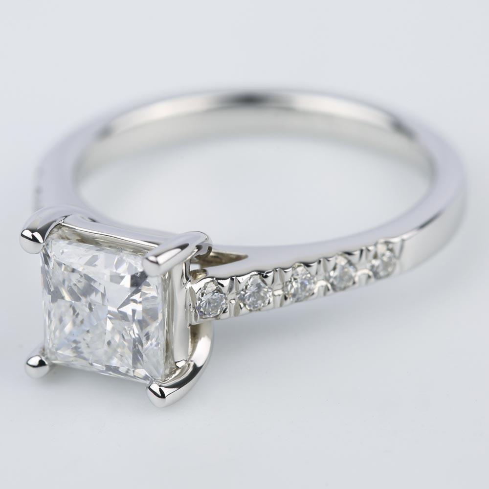 Princess Diamond Trellis Engagement Ring in White Gold (1.80 ct.)