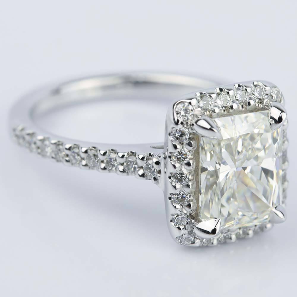 Radiant Cut Diamond Ring With Halo In White Gold | 2.20 Ct.