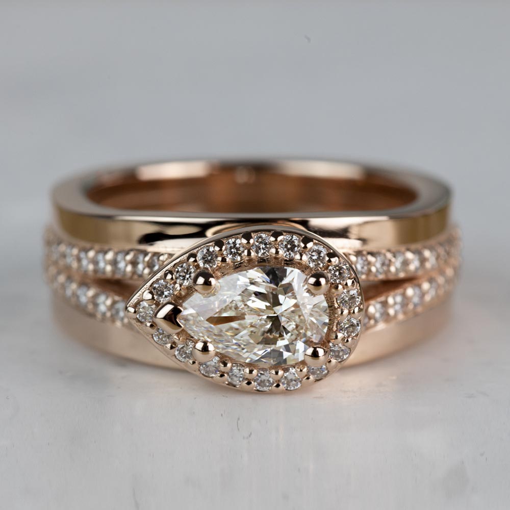 horizontal pear diamond ring