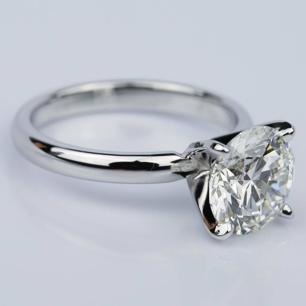 2.5 Carat Round Solitaire Diamond Ring In 14k White Gold