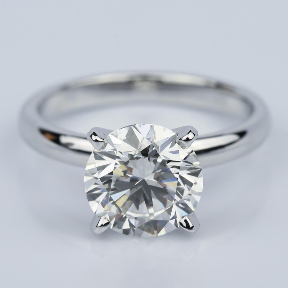 2.5 Carat Round Solitaire Diamond Ring In 14k White Gold