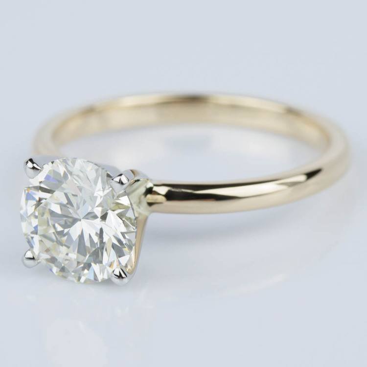 Round Brilliant Diamond Engagement Ring in Yellow Gold (1.71 ct.)