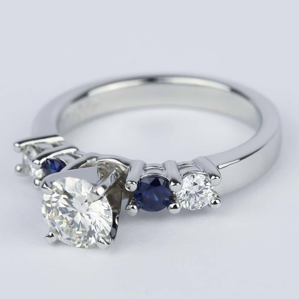 5 Stone Sapphire And Diamond Ring (0.90 Ct Diamond)