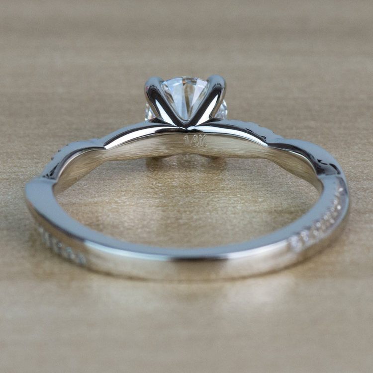 Round Twisted Diamond Engagement Ring in White Gold