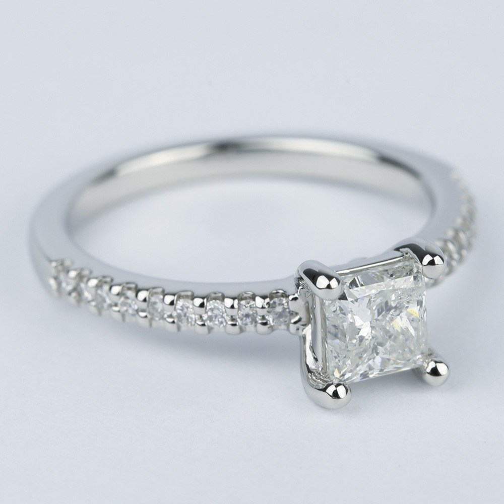 Platinum Princess Scallop Engagement Ring (0.97 Ct.)